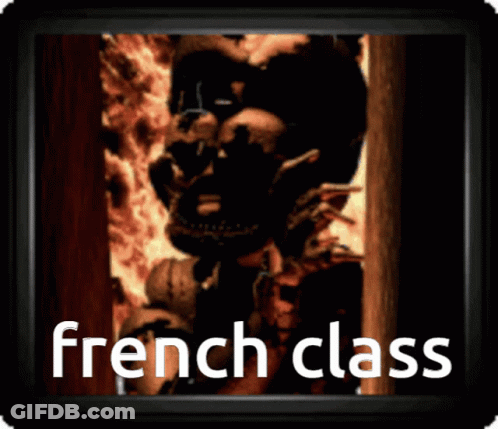 A Picture Of A Skeleton With The Words French Class On The Bottom GIF
