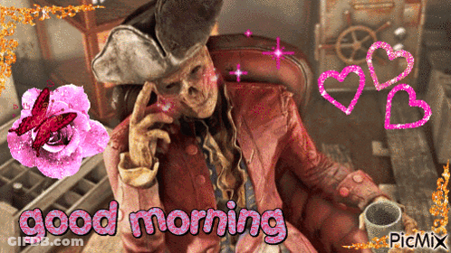A Picture Of A Skeleton With The Words Good Morning Picmix GIF