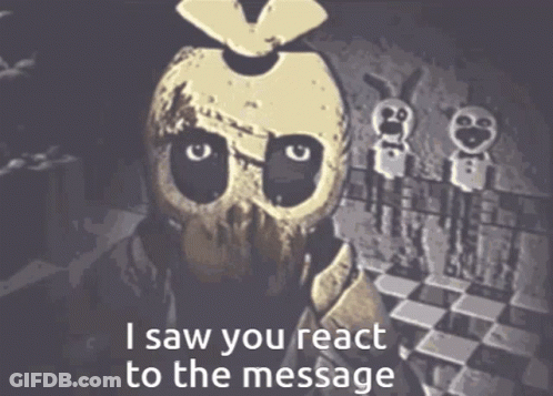A Picture Of A Skeleton With The Words " I Saw You React To The Message " On The Bottom GIF