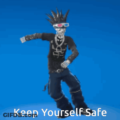 A Picture Of A Skeleton With The Words Keep Yourself Safe Below It GIF