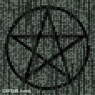 A Picture Of A Skull Made Of Binary Code On A Black Background . GIF