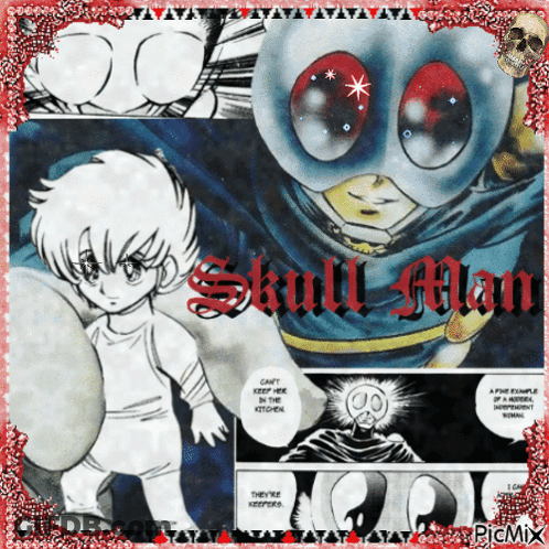 A Picture Of A Skull Man With A Skull In The Corner GIF