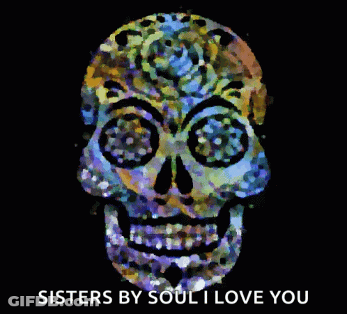 A Picture Of A Skull With The Words Sisters By Soul I Love You Below It GIF