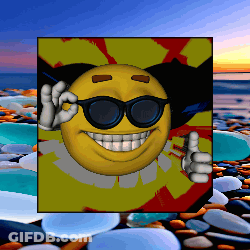 A Picture Of A Smiley Face Wearing Sunglasses Giving The Ok Sign GIF