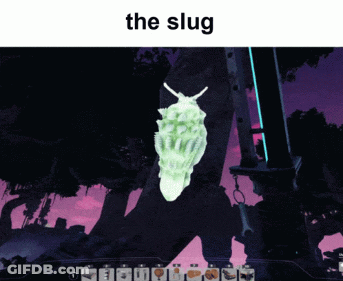 A Picture Of A Snail With The Words " The Slug " Below It GIF