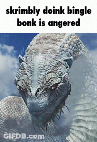 A Picture Of A Snake With The Words " Skrimply Doink Bingle Bonk Is Angered " Below It GIF