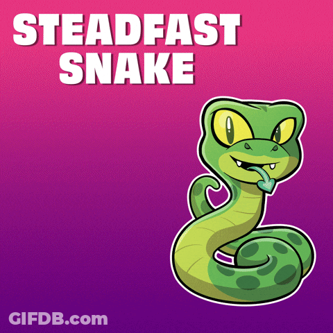 A Picture Of A Snake With The Words Steadfast Snake Below It GIF