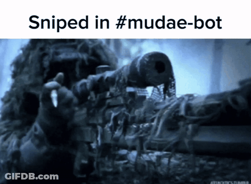 A Picture Of A Sniper With The Caption Sniped In Mudae-Bot GIF