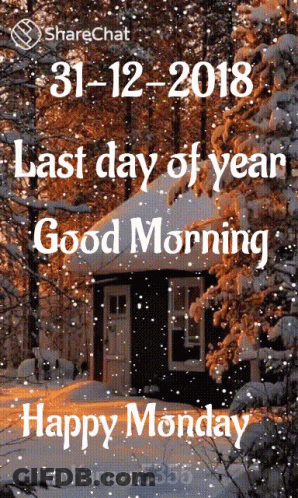 A Picture Of A Snowy Forest With The Date 31-12-2018 GIF
