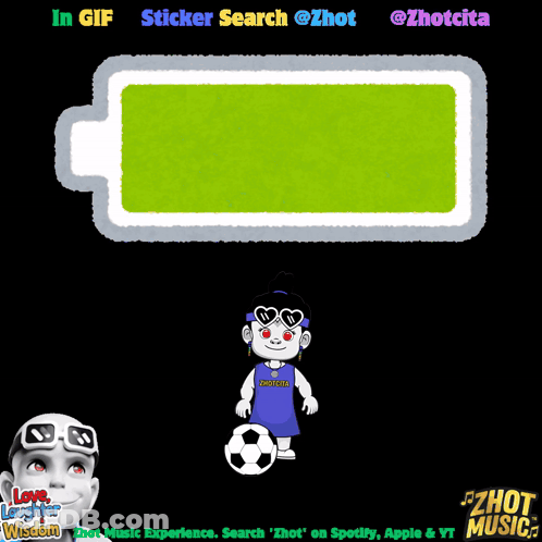 A Picture Of A Soccer Ball And A Green Battery GIF