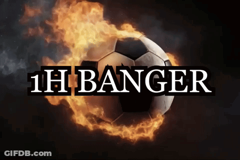 A Picture Of A Soccer Ball With The Words 1H Banger Above It GIF