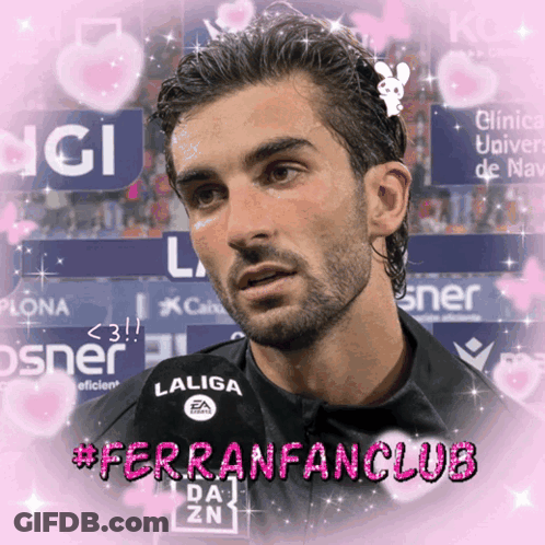A Picture Of A Soccer Player With The Words Ferranfanclub On It GIF