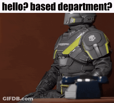 A Picture Of A Soldier With The Words Hello Based Department On The Bottom GIF