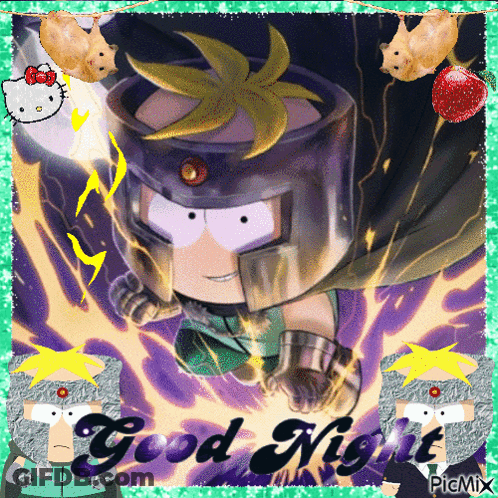A Picture Of A South Park Character With The Words Good Night On It GIF