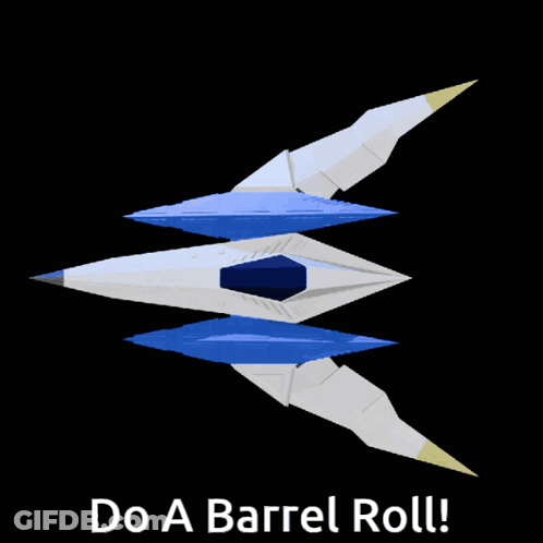 A Picture Of A Space Ship With The Words Do A Barrel Roll Written Below It GIF