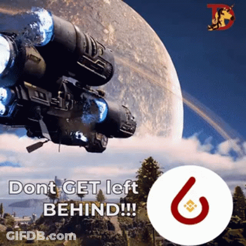 A Picture Of A Space Ship With The Words " Dont Get Left Behind " On It GIF