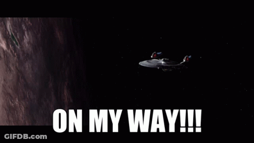 A Picture Of A Space Ship With The Words On My Way GIF