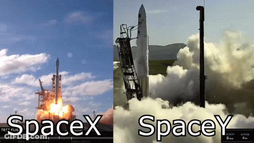 A Picture Of A Spacex Rocket Being Launched Next To A Picture Of A Spacey Rocket GIF