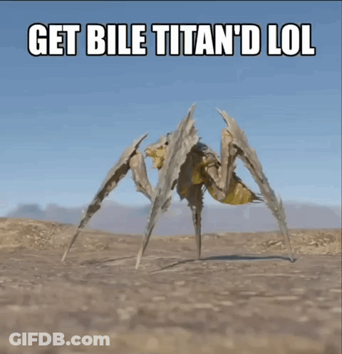 A Picture Of A Spider With The Words Get Bile Titan 'D LOL GIF