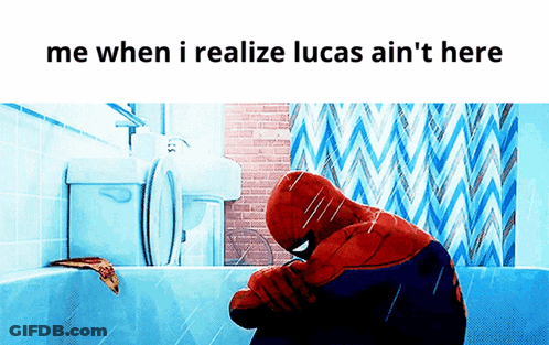 A Picture Of A Spiderman Sitting In A Bathtub With The Caption Me When I Realize GIF