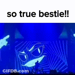 A Picture Of A Stage With The Words So True Bestie Written On It GIF