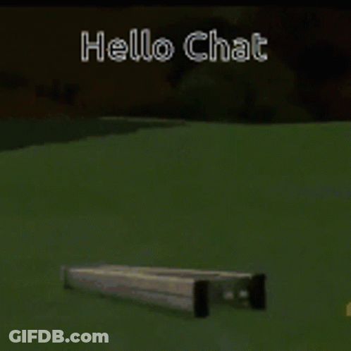A Picture Of A Staircase That Says Hello Chat On It GIF