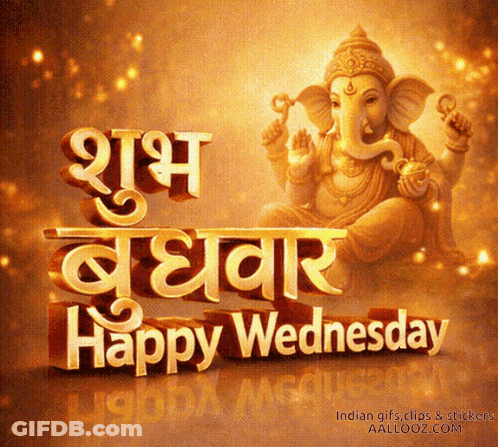 A Picture Of A Statue Of Ganesha With The Words Happy Wednesday GIF