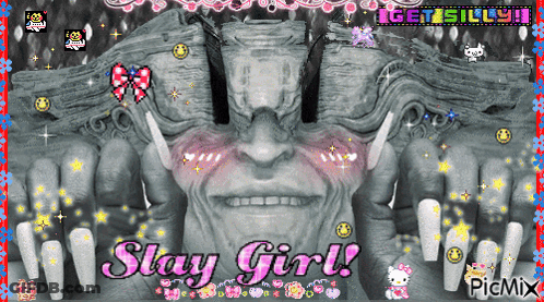 A Picture Of A Statue With The Words " Stay Girl " On It GIF