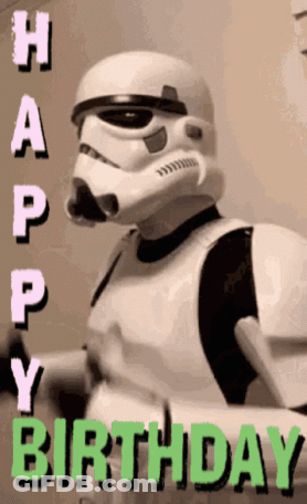 Stormtrooper With Happy Birthday Text GIF