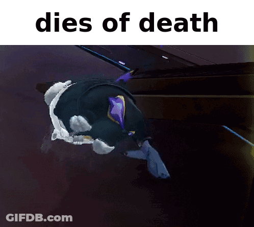 A Picture Of A Stuffed Animal That Says Dies Of Death On It GIF