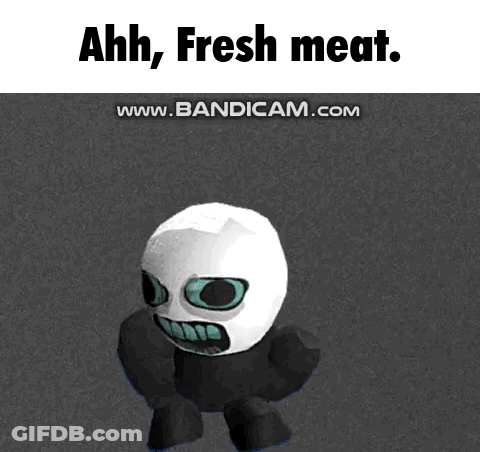 A Picture Of A Stuffed Animal With The Words Ahh , Fresh Meat . GIF