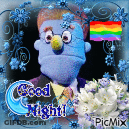 A Picture Of A Stuffed Animal With The Words Good Night Written On It GIF