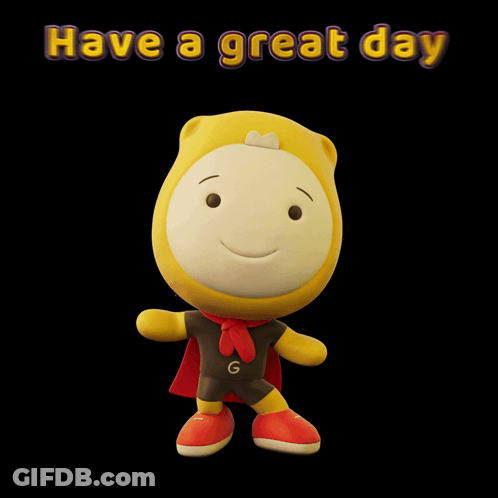 Stuffed Animal With Have A Great Day Text GIF