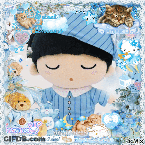 A Picture Of A Stuffed Animal With The Words " I Love You " On It GIF