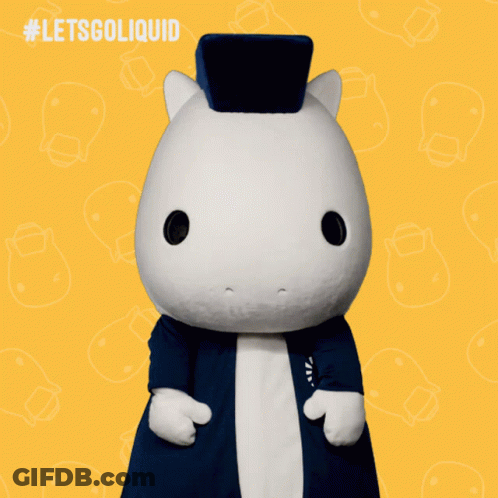 A Picture Of A Stuffed Animal With The Words #Letsgoliquid On The Bottom GIF