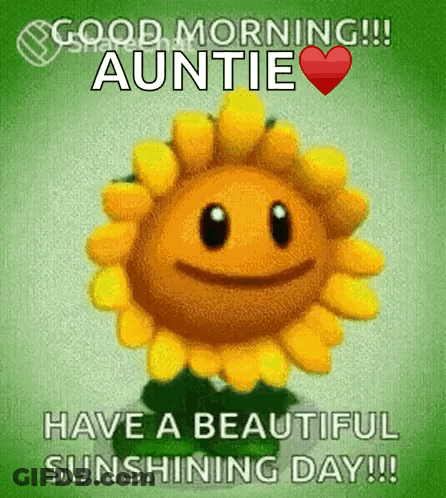 A Picture Of A Sunflower That Says Good Morning Auntie GIF