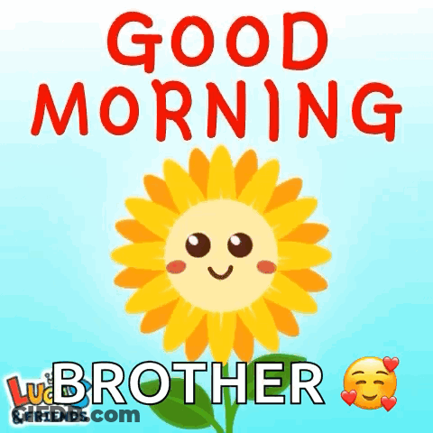 A Picture Of A Sunflower With The Words Good Morning Brother GIF