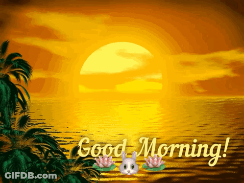 A Picture Of A Sunset With The Words Good Morning On The Bottom GIF