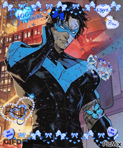 A Picture Of A Superhero With Hearts That Say Be Mine GIF