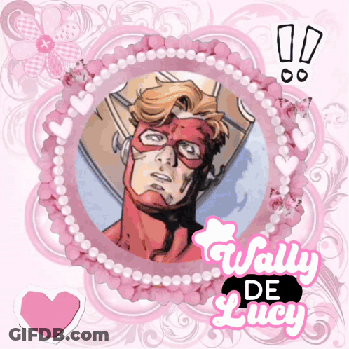 A Picture Of A Superhero With The Name Wally De Lucy On It GIF