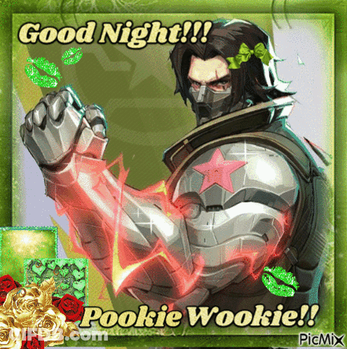 A Picture Of A Superhero With The Words Good Night Pookie Wookie Written On It GIF