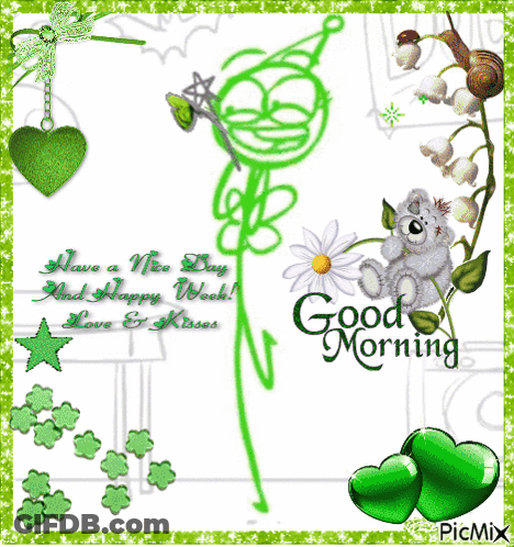 A Picture Of A Teddy Bear With A Flower And The Words Good Morning GIF