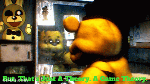A Picture Of A Teddy Bear With The Words But That 'S Just A Theory A Game Theory Below It GIF