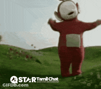 A Picture Of A Teletubbies Character With A Star Tamil Chat Logo GIF