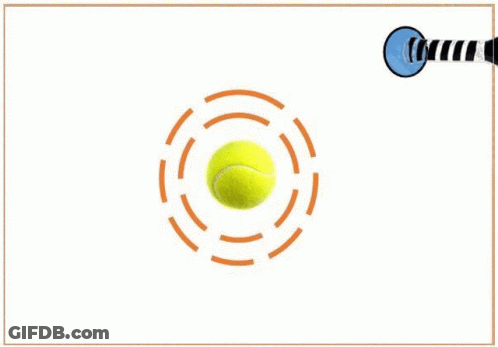 A Picture Of A Tennis Ball And A Paddle With The Word Padel Written On It GIF