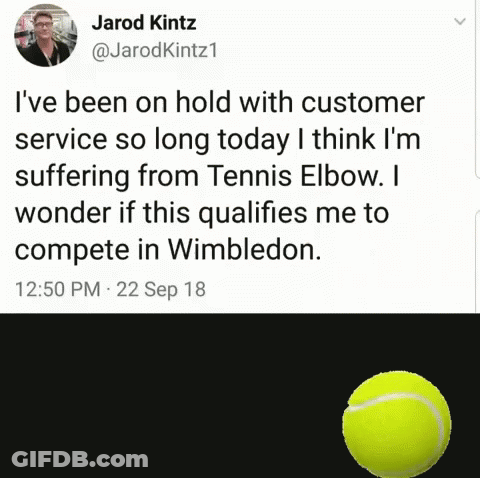A Picture Of A Tennis Ball Next To A Tweet By Jarod Kintz GIF