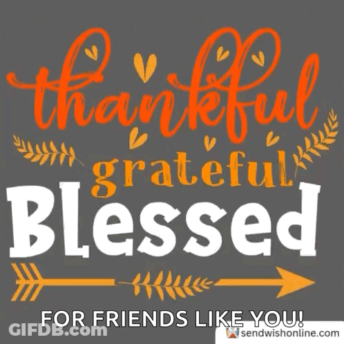 A Picture Of A Thankful Grateful Blessed Message For Friends Like You . GIF