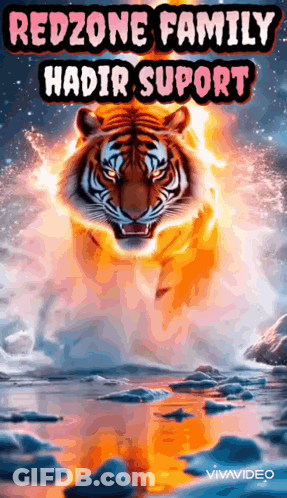 A Picture Of A Tiger With The Words Redzone Family Having Support GIF