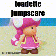 A Picture Of A Toadette With The Words Toadette Jumpscare Above Her GIF