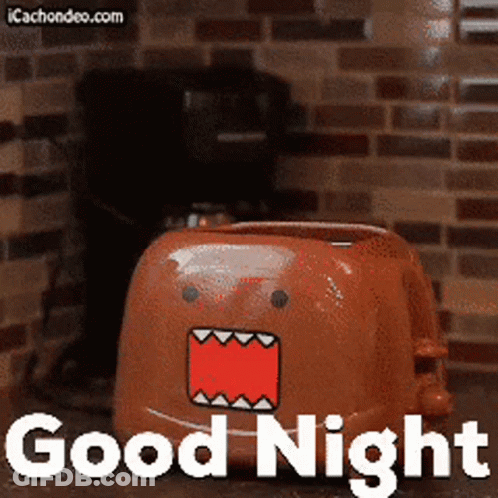 A Picture Of A Toaster That Says Good Night On It GIF